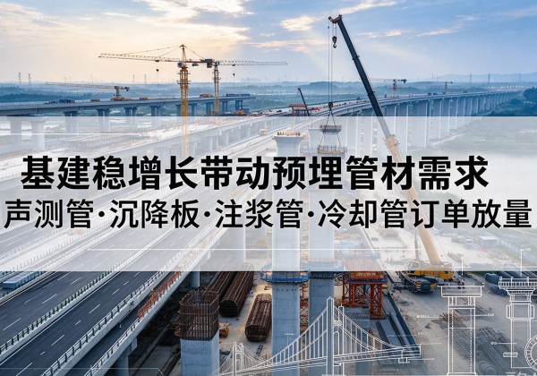 图木舒克基建稳增长带动预埋监测管材需求，声测管、沉降板、注浆管订单持续放量